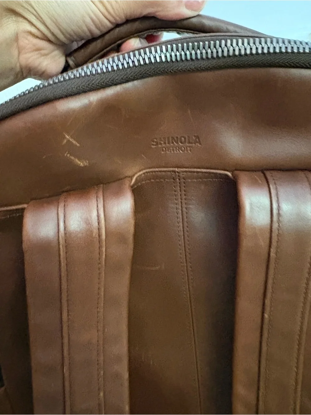 Shinola Brown Leather Backpack - Sleek Everyday Carry